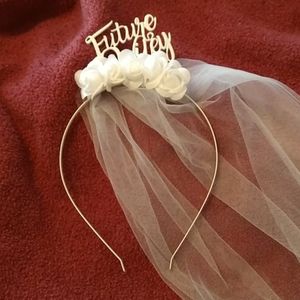 White Future Wifey Headband with Veil